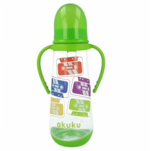 AKUKU flašica PP 250 ml silikon ručke i plastično dno zelena