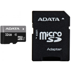 MICRO SD 32GB AData + SD adapter AUSDH32GUICL10-RA1