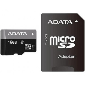 MICRO SD 16GB AData + SD adapter AUSDH16GUICL10-RA1