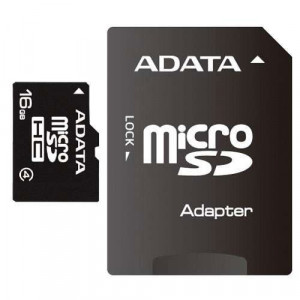 MICRO SD 16GB AData + SD adapter AUSDH16GCL4-RA1