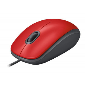 Logitech M110 Silent Optical Corded Mouse, Top Red, New