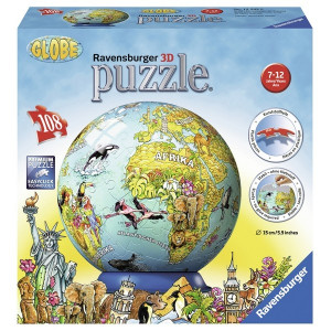 RAVENSBURGER 3D puzzle (slagalice) -  globus sa ilustracijom životinja RA12202