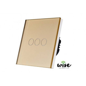 Wifi + RF prekidac (naizmenicni) stakleni panel, 3 tastera krem WPRF022