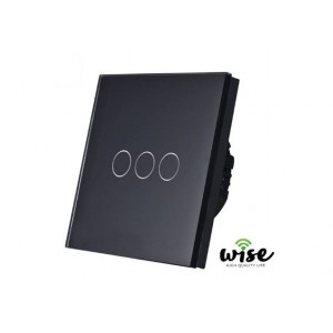 Wifi + RF prekidac (naizmenicni) stakleni panel, 3 tastera crni WPRF023