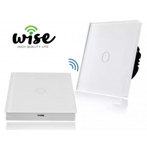 Wifi + RF prekidac (naizmenicni) stakleni panel, 1 taster beli  WPRF001 