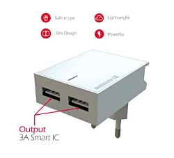 Swissten Punjač 2 x USB 3A + Micro USB kabl 1,2 m - Beli