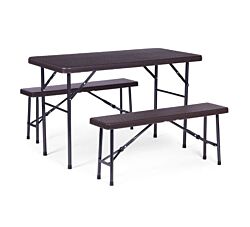 ModernHome Sklopivi set - Sto sa 2 klupe Banquet  RAK-120D BROWN