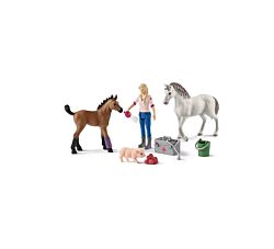 Schleich Igračka Veterinarka sa kobilom i ždrebetom
