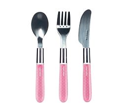 CANPOL BABIES PRIBOR - METALNI SET NOŽ, VILJUŠKA I  KAŠIKA 9/477 - PINK